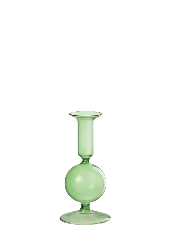 GLASS CANDLESTICK BRIGHT GREEN / S