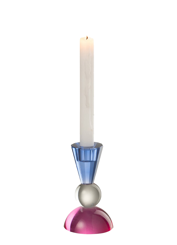 CANDELABRO CRISTAL / ROSA-AZUL