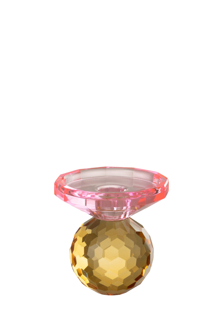 ROUND CRYSTAL CANDLESTICK / YELLOW