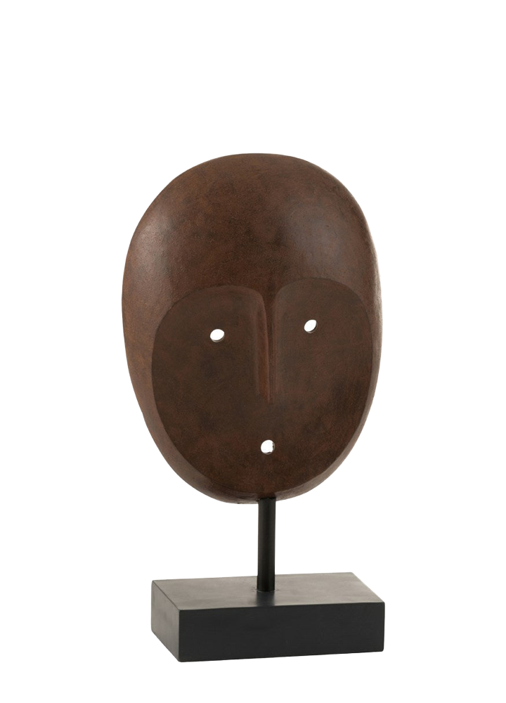 ETHNIC MASK WITH PEDESTAL / DARK BROWN