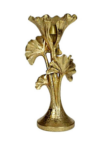 CANDELABRO DE PIE GINGKO ORO