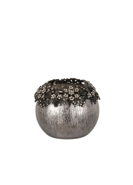 STONE DETAILED SILVER TOP T-LIGHT / M