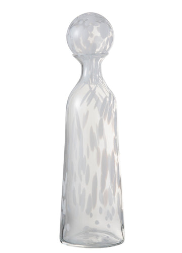 TALL GLASS BOTTLE WITH WHITE DOTS