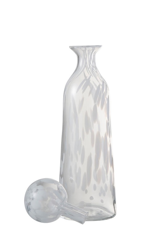 TALL GLASS BOTTLE WITH WHITE DOTS